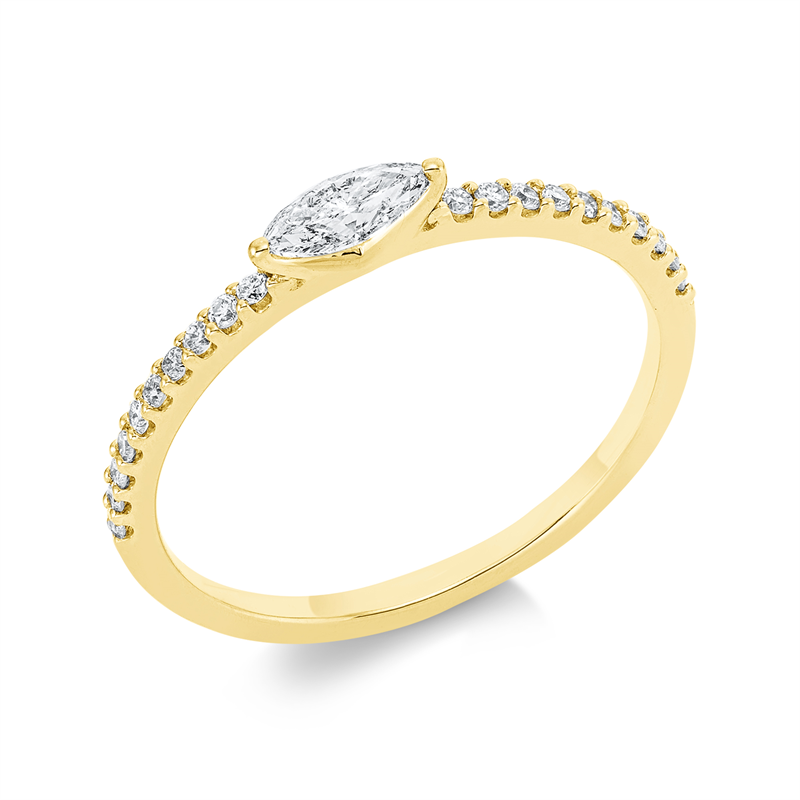 Ring 18 kt GG, Fassung rhodiniert