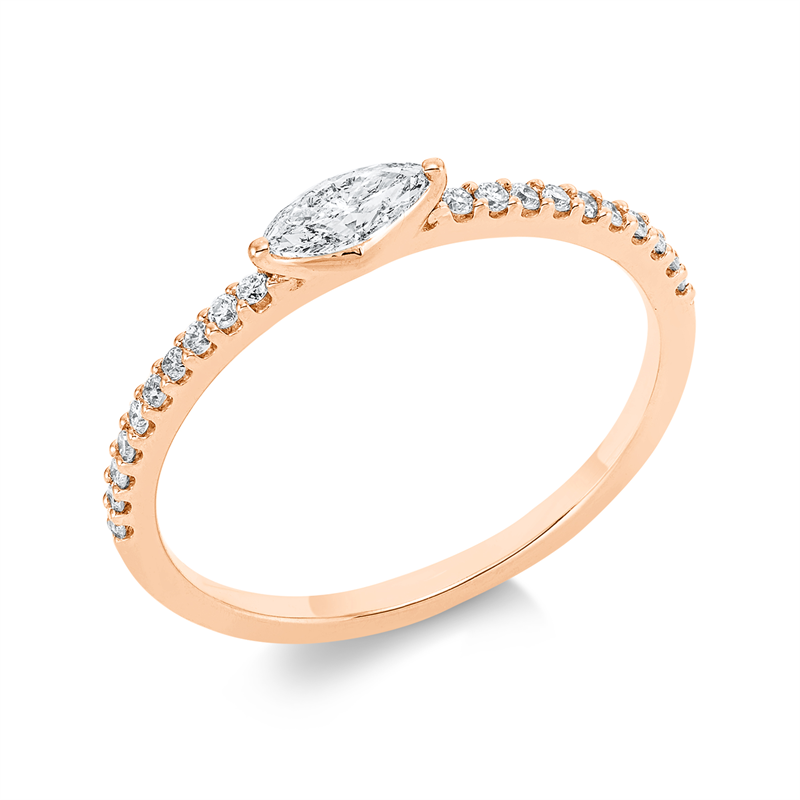 Ring 18 kt RG, Fassung rhodiniert