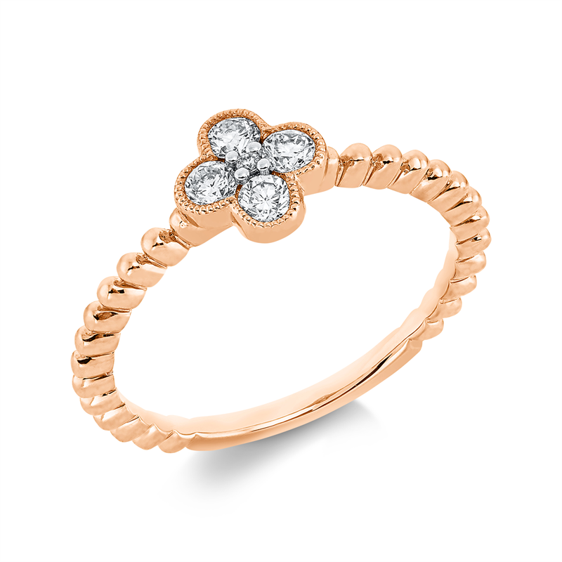 Ring 18 kt RG, Fassung rhodiniert