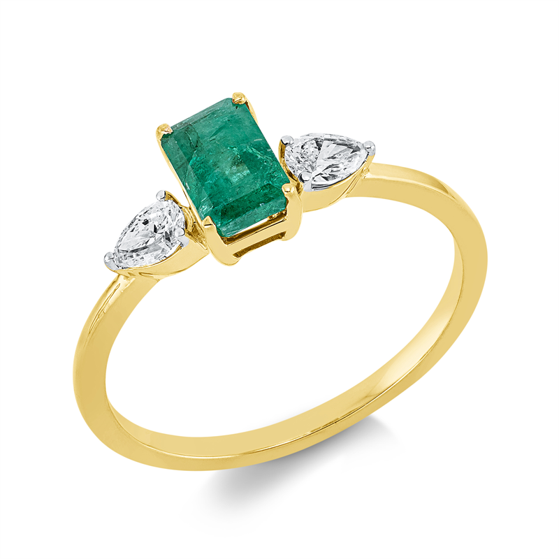 Ring 4er-Krappe 18 kt GG, Fassung rhodiniert