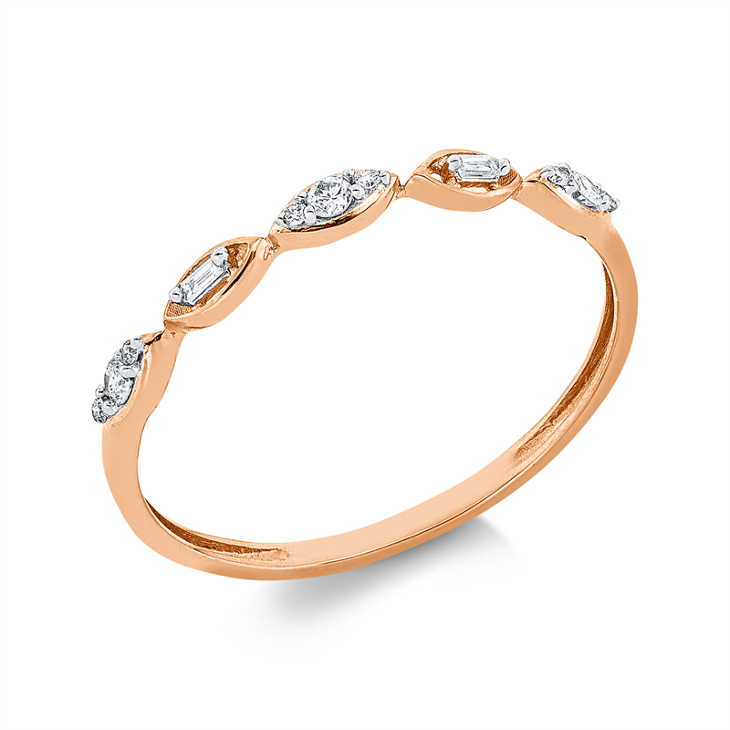 Ring 18 kt RG, Fassung rhodiniert