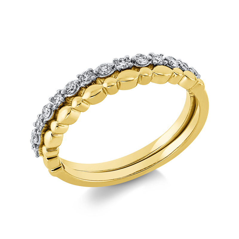 Ring 18 kt GG, Fassung rhodiniert