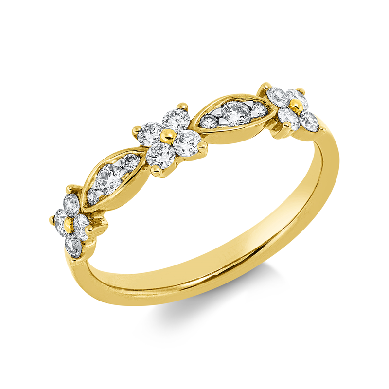 Ring 18 kt GG, Fassung rhodiniert
