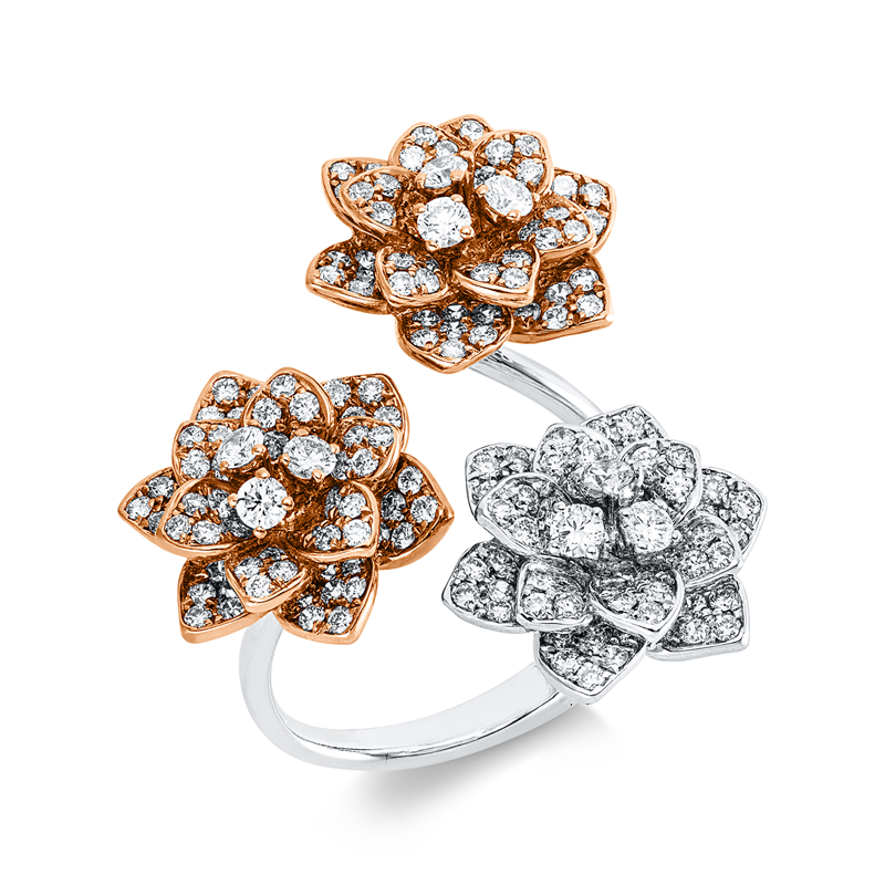Ring 18 kt WG+GG+RG Blume/Blumen