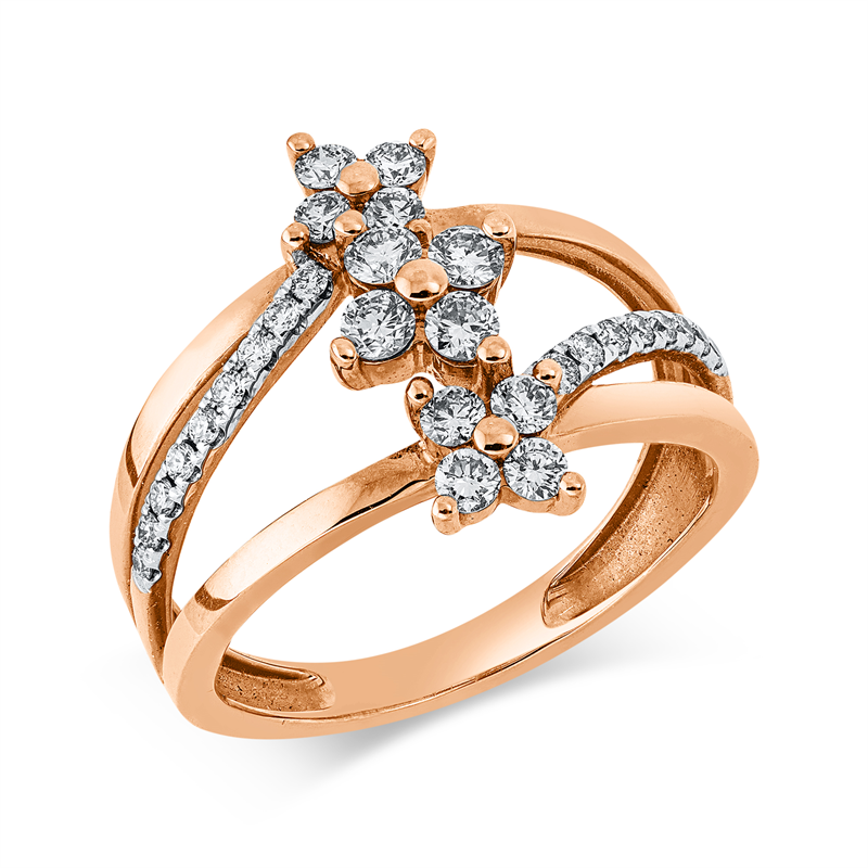 Ring 18 kt RG, Fassung rhodiniert