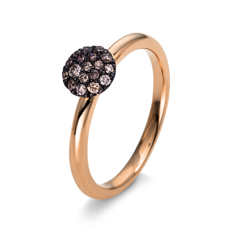 Ring 14 kt RG, Fassung schwarz rhodiniert