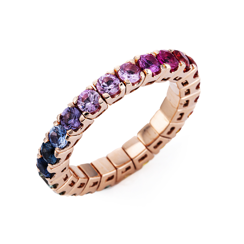 Ring 4er-Krappe 18 kt RG, Flex-Band, variabel