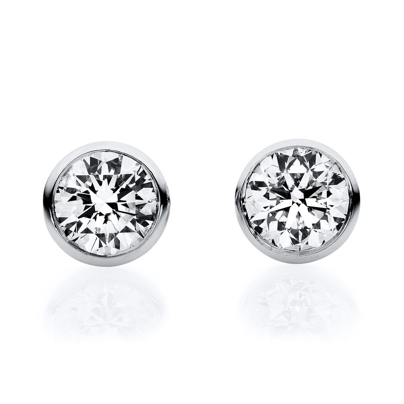Ohrstecker Zarge 18 kt WG V-Zarge, GIA7491777690+GIA749370
