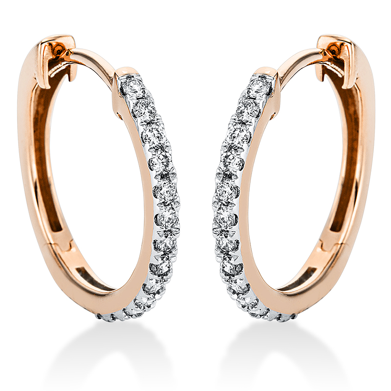 Creolen 18 kt RG, Fassung rhodiniert