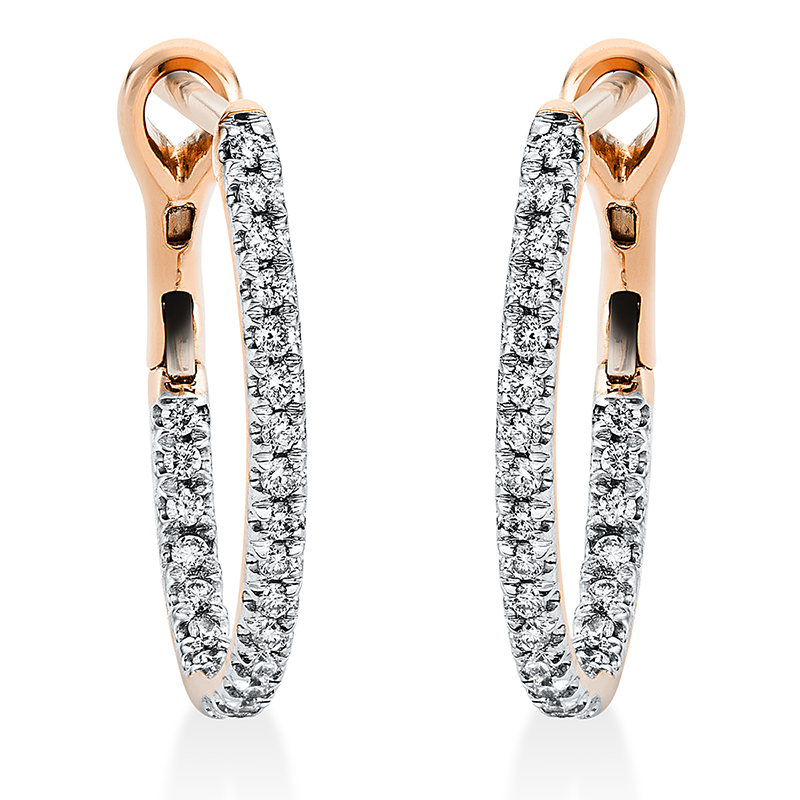 Creolen 18 kt RG, Fassung rhodiniert