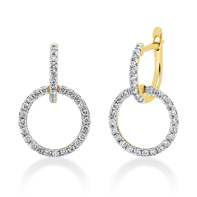 Ohrschmuck 18 kt GG Kreis, Fassung rhodiniert