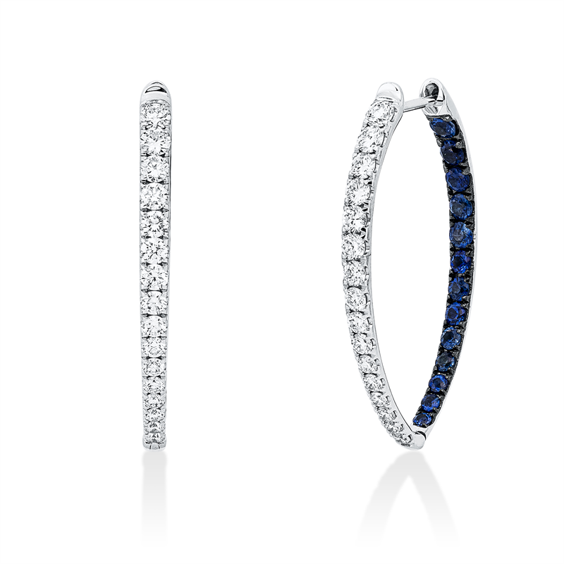 Creolen 18 kt WG, Fassung teils schwarz rhodinie