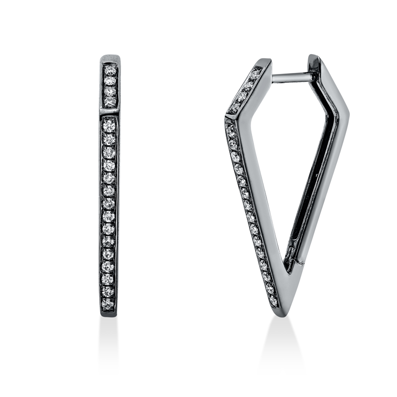 Creolen 18 kt WG, Fassung teils schwarz rhodinie