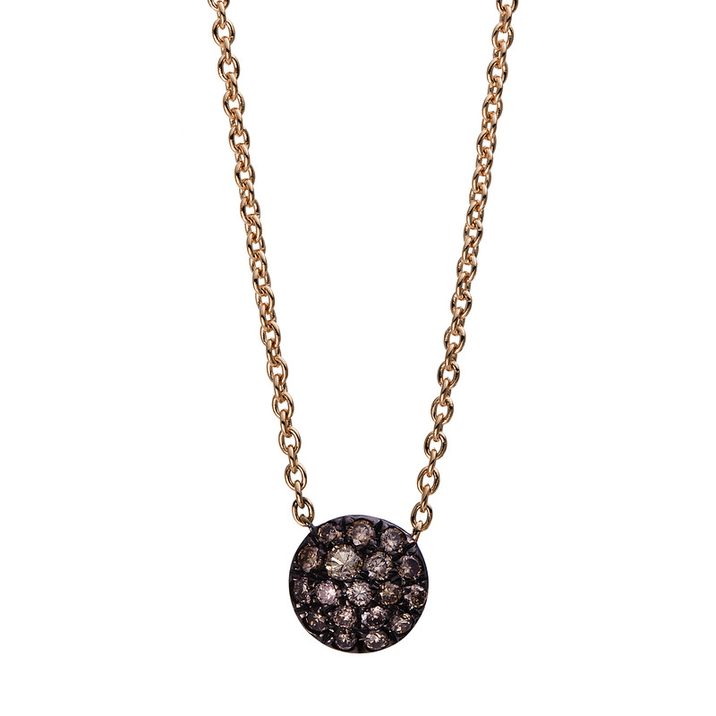 Collier 14 kt RG, Fassung schwarz rhodiniert