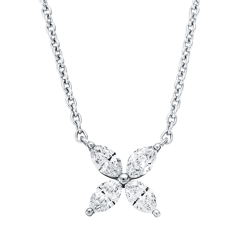 Collier 18 kt WG, mit ZÖ 40,6 cm & 43,2 cm