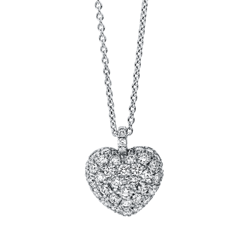 Collier 18 kt WG Herz, mit ZÖ 42 cm
