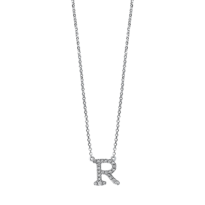Collier 18 kt WG R, mit ZÖ 38 cm & 40.6 cm