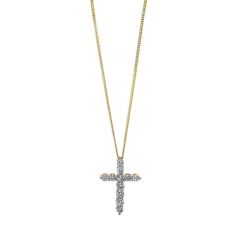 Collier 18 kt GG, Fassung rhodiniert