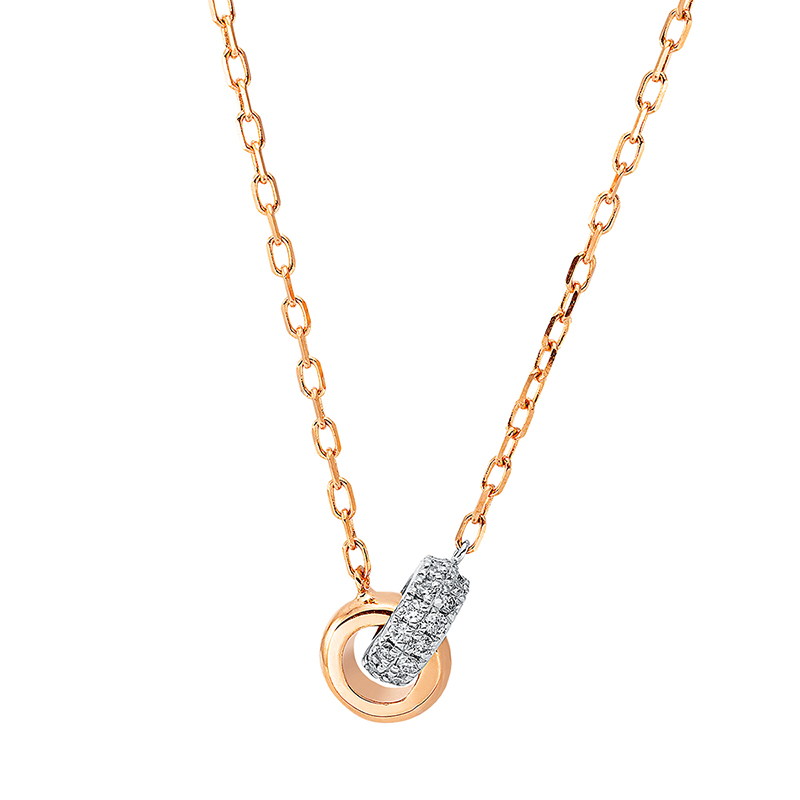 Collier 18 kt RG+WG, mit ZÖ 40 cm + 42.5 cm
