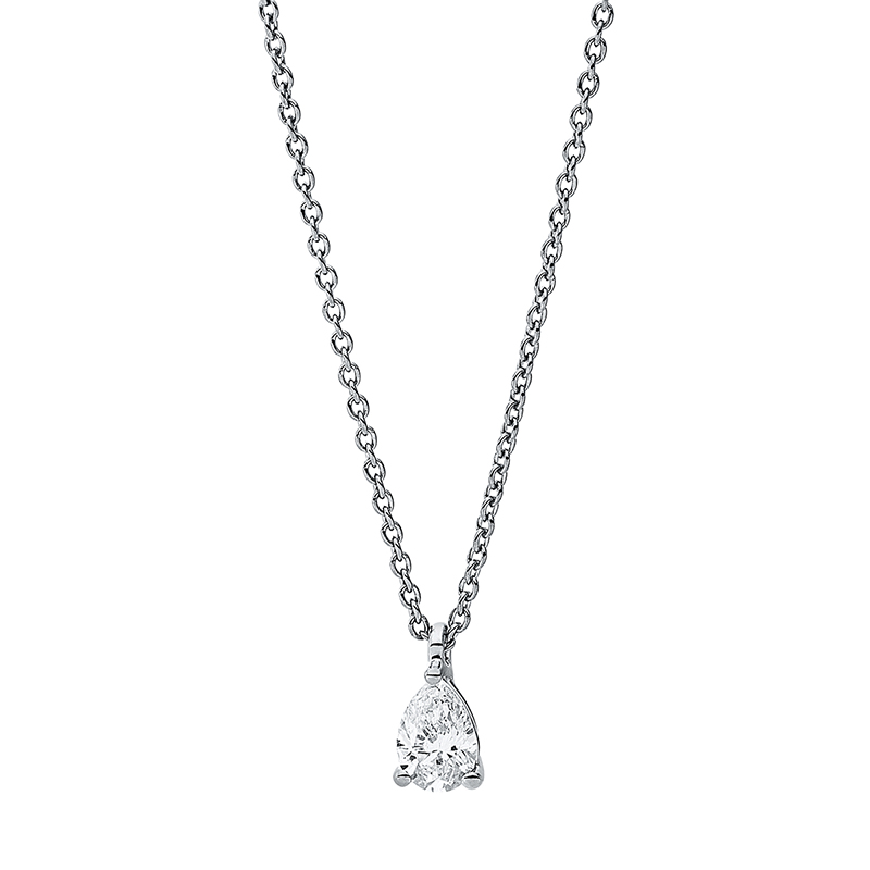 Collier 3er-Krappe 18 kt WG Tropfen, mit ZÖ 42 cm