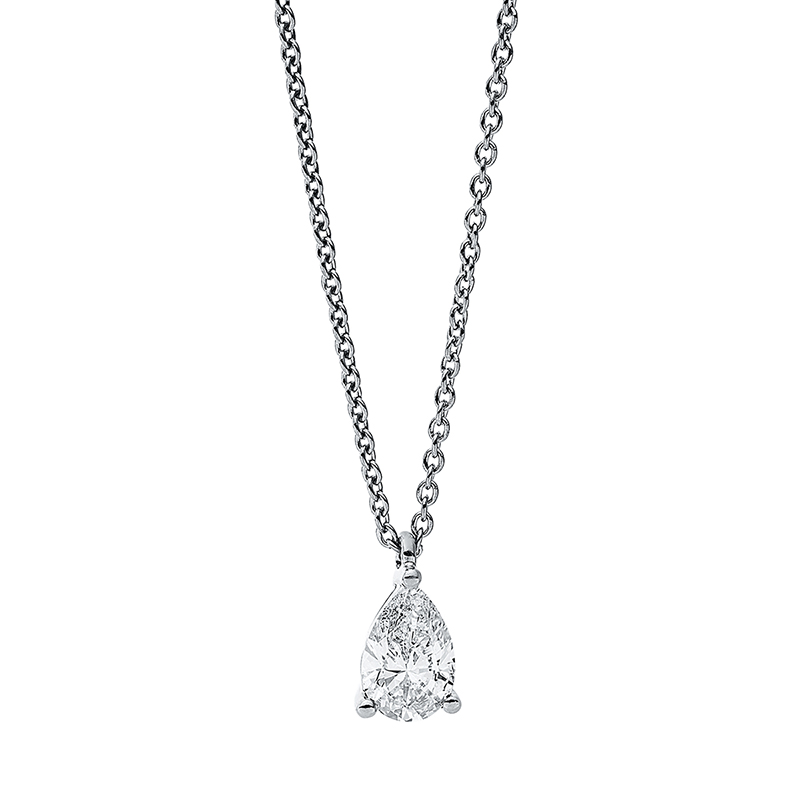 Collier 3er-Krappe 18 kt WG Tropfen, mit ZÖ 42 cm