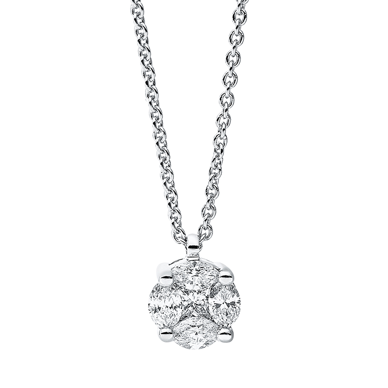 Collier 18 kt WG, mit ZÖ 42 cm