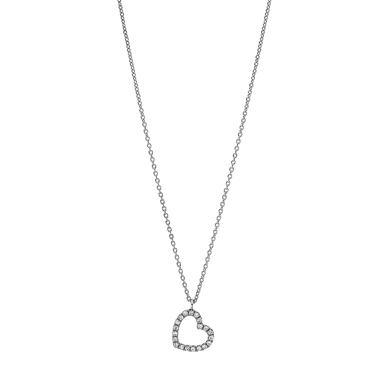 Collier 18 kt WG Herz, mit ZÖ 40cm ,42 cm