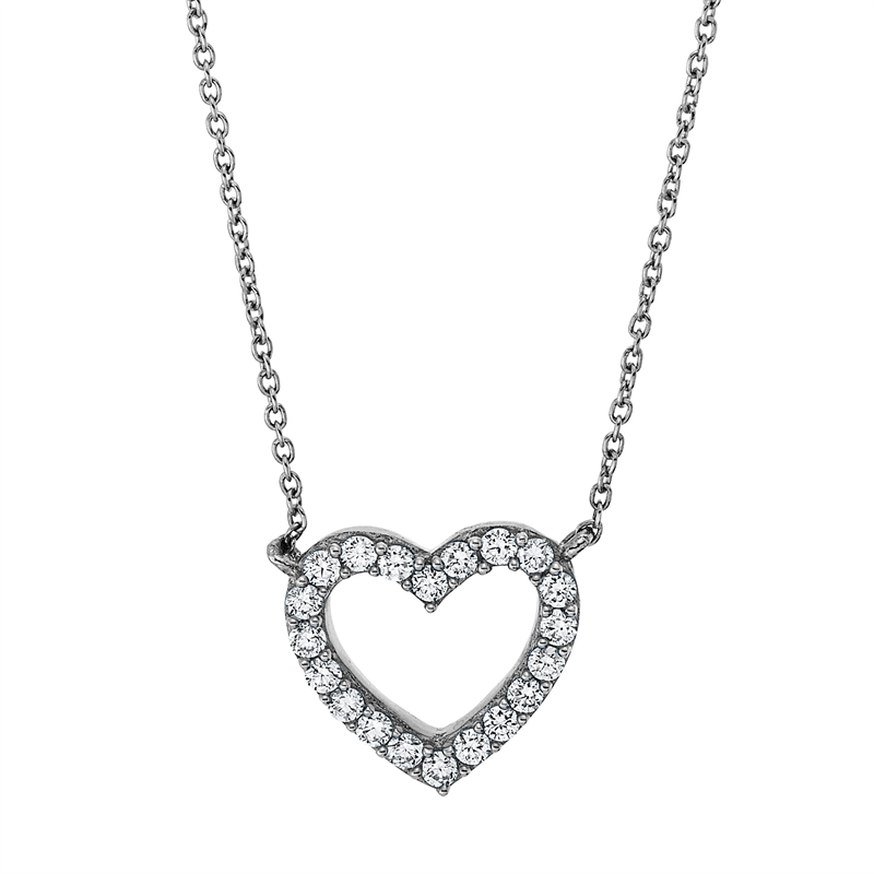 Collier 18 kt WG Herz, mit ZÖ 40 cm