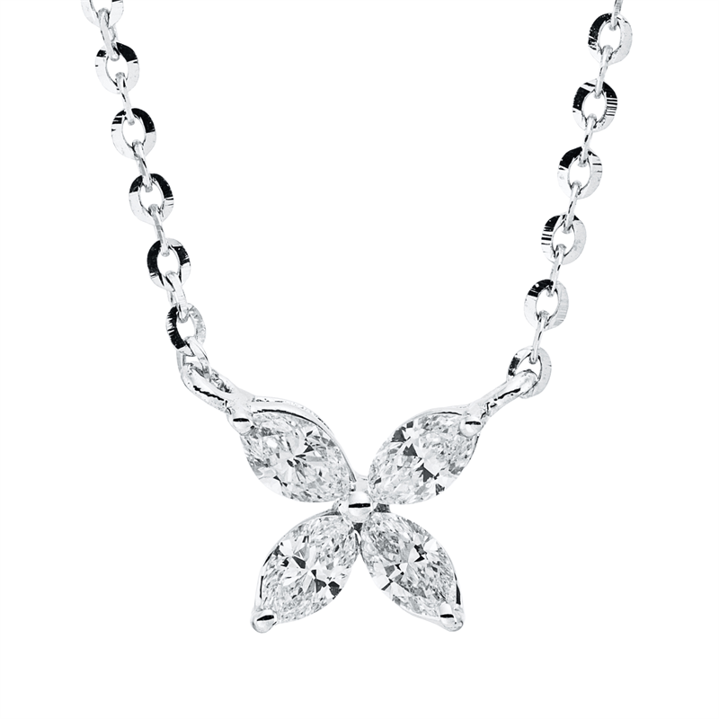 Collier 18 kt WG, mit ZÖ 40,6 cm