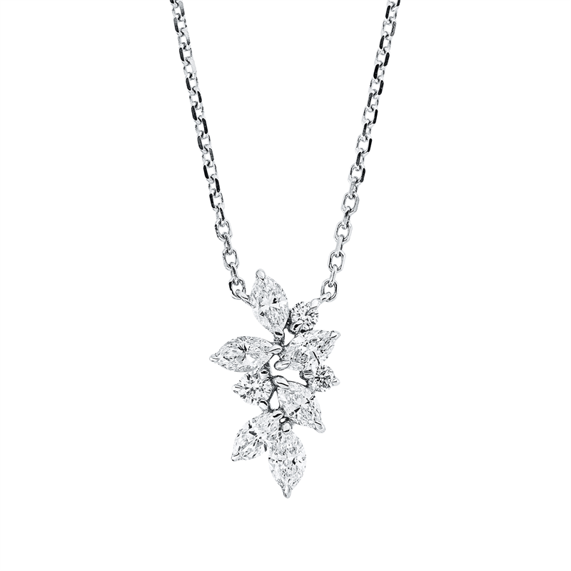 Collier 18 kt WG, mit ZÖ 40 cm + 43 cm