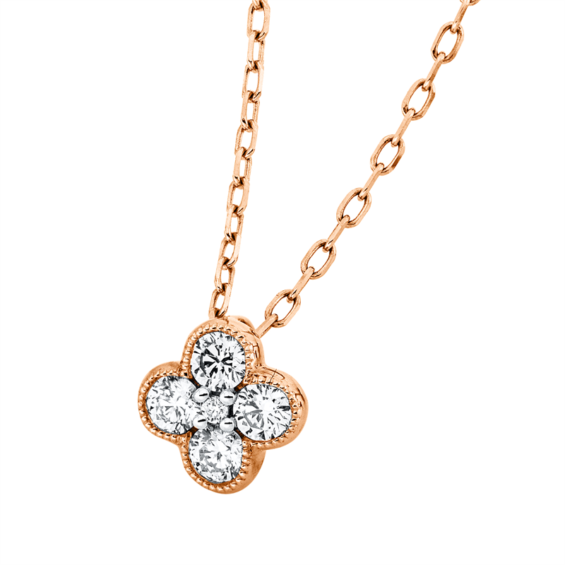 Collier 18 kt RG, Fassung rhodiniert