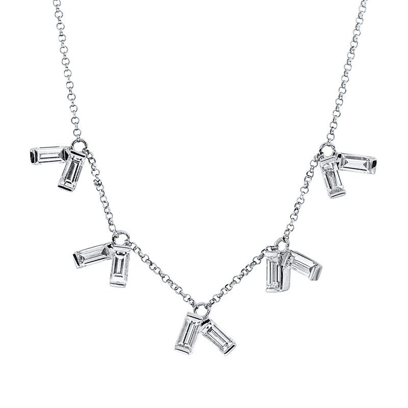 Collier 18 kt WG, mit ZÖ 38,1+40,6 cm