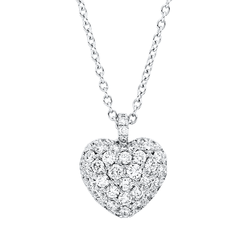Collier 18 kt WG Herz, mit ZÖ 38,5 cm