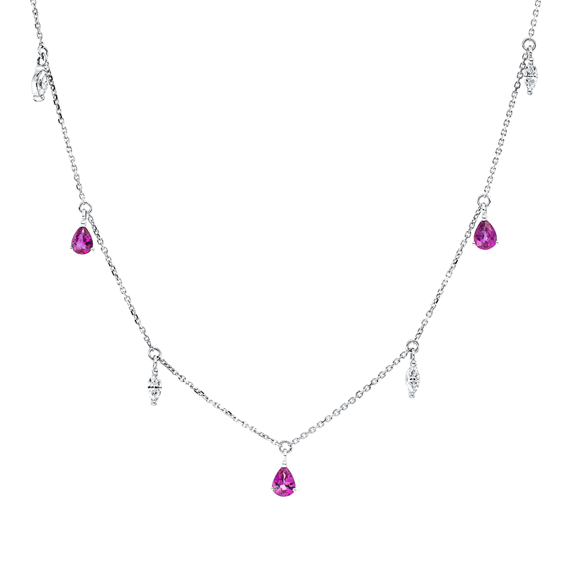 Collier 18 kt WG, mit ZÖ 42,43,44 cm