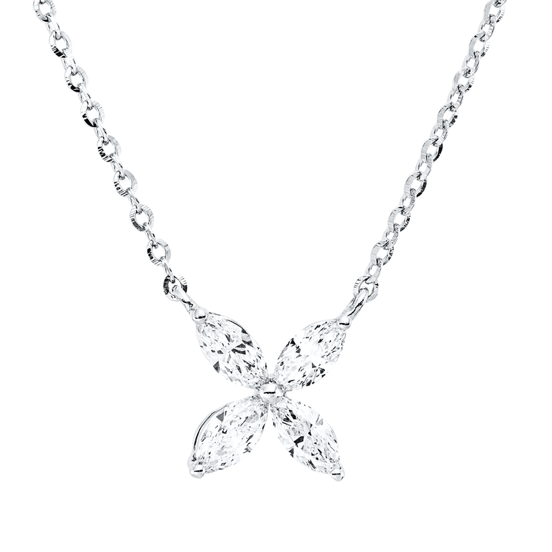 Collier 18 kt WG, mit ZÖ 40,6 cm