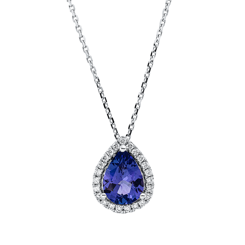 Collier 18 kt WG, mit ZÖ 40 cm + 43 cm
