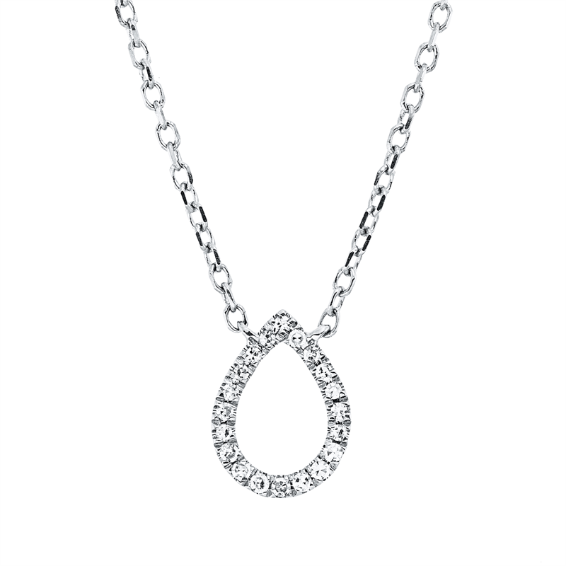 Collier 18 kt WG Tropfen, mit ZÖ 40 cm + 42 cm