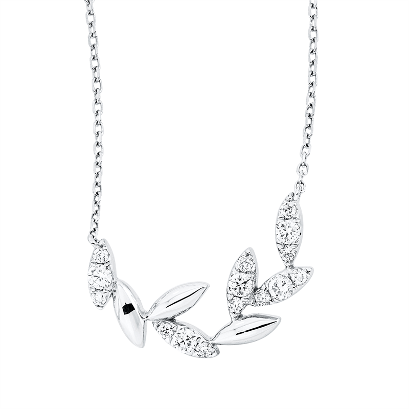 Collier 18 kt WG Blätter, mit ZÖ 40 cm