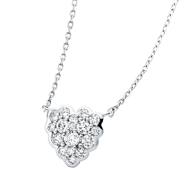 Collier 18 kt WG Herz, mit ZÖ 40 cm