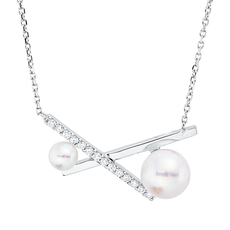 Collier 18 kt WG, mit ZÖ 40 cm