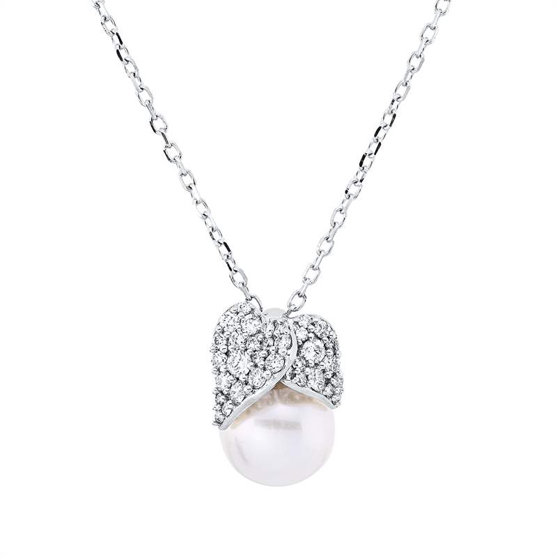 Collier 18 kt WG, mit ZÖ 40 cm