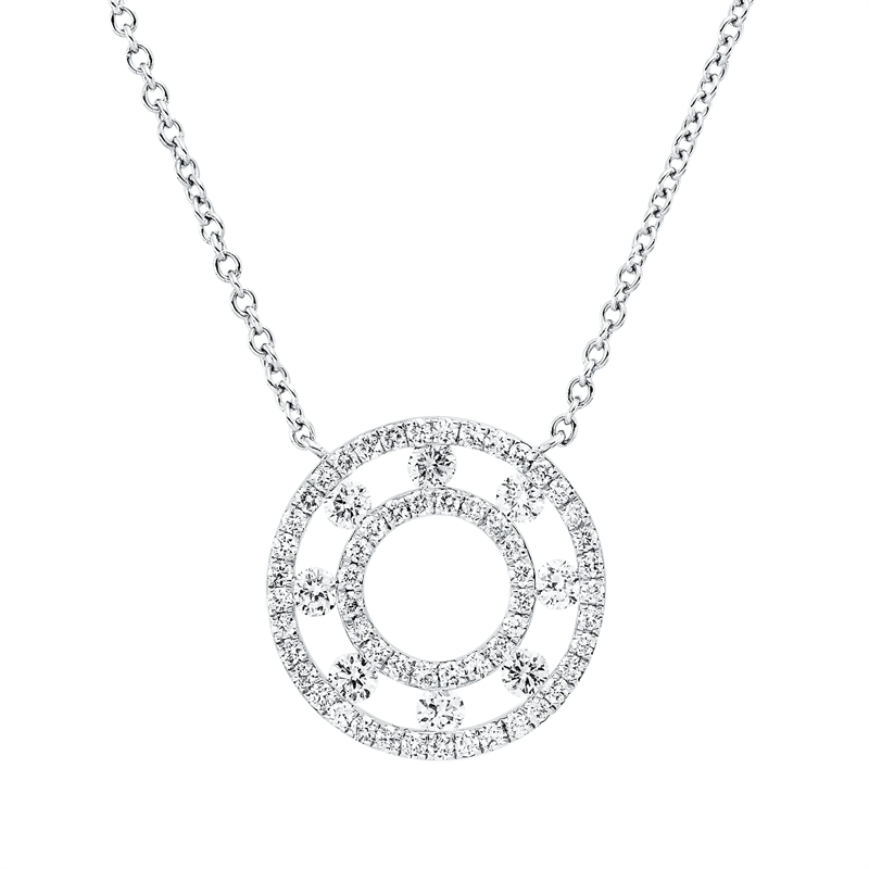 Collier 18 kt WG, mit ZÖ 40 cm + 43 cm