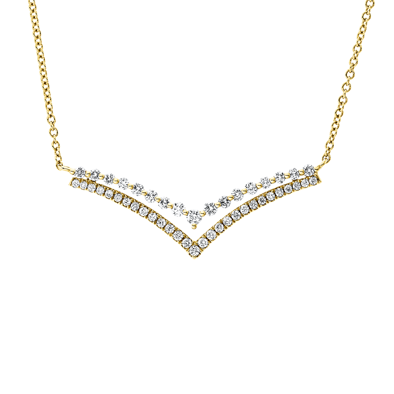 Collier 14 kt GG, mit ZÖ 40,6 cm + 43,2 cm