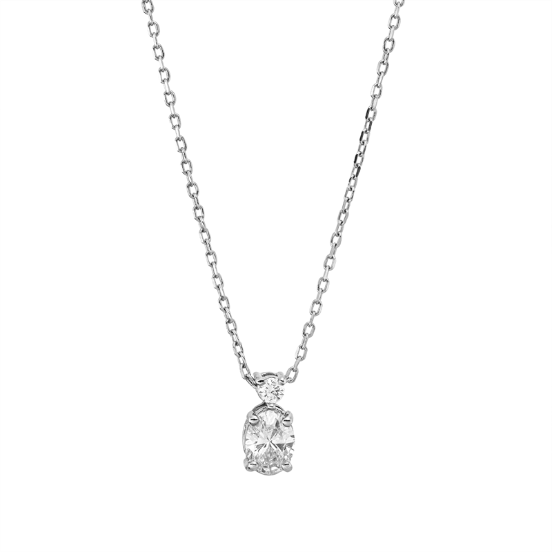Collier 18 kt WG, mit ZÖ 40 cm + 42 cm