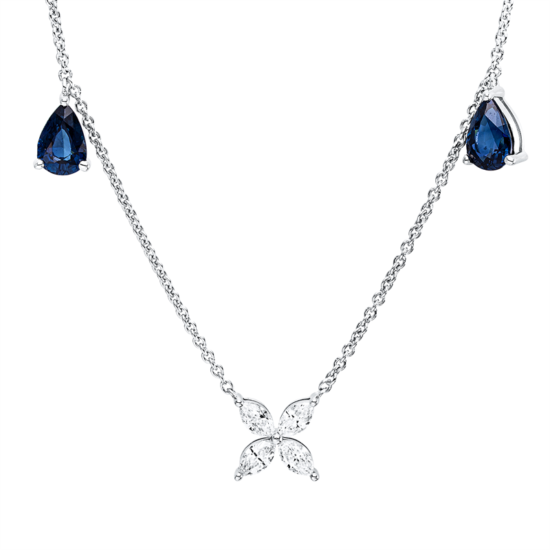 Collier 18 kt WG, mit ZÖ 40 cm + 42,5 cm
