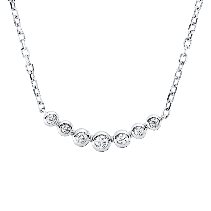 Collier 18 kt WG, mit ZÖ 40 cm + 43 cm