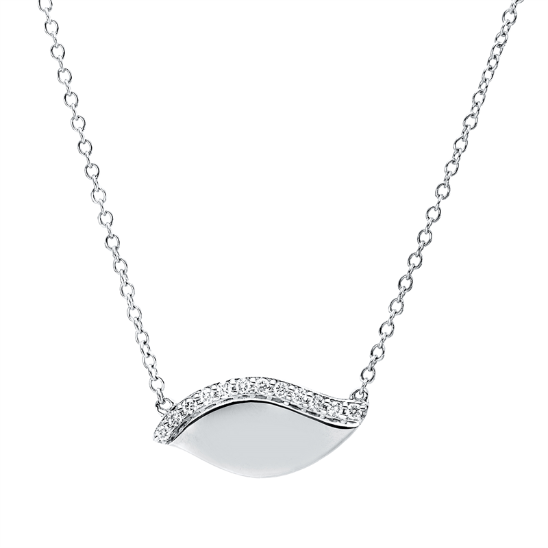Collier 18 kt WG, mit ZÖ 43 cm + 40,6 cm
