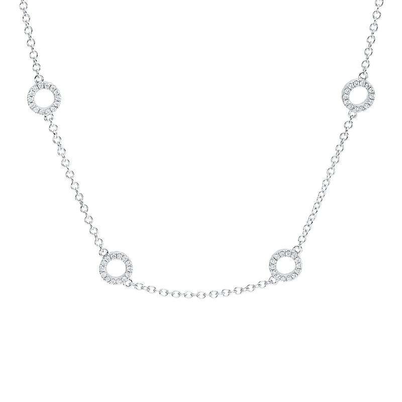 Collier 18 kt WG, mit ZÖ 40 cm + 43 cm