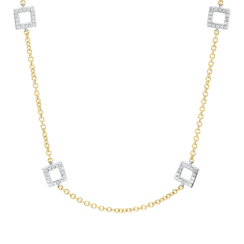 Collier 18 kt GG+WG, mit ZÖ 40 cm + 43 cm
