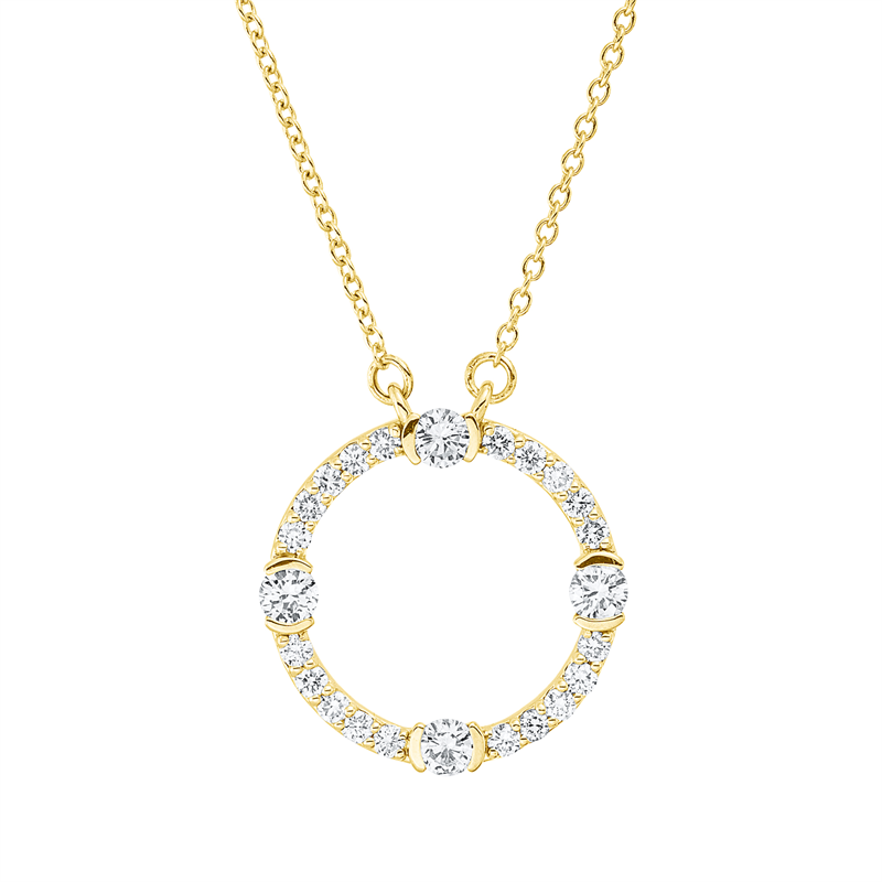 Collier 18 kt GG Kreis, Fassung rhodiniert
